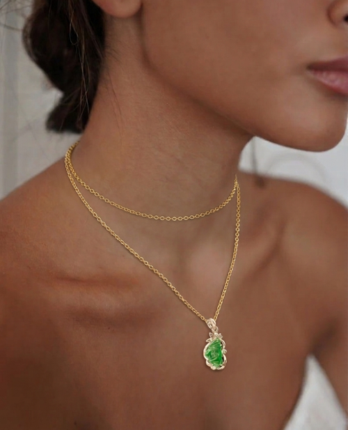 JADE Pendant (Tear Drop | 18K White Gold) 0,7cm