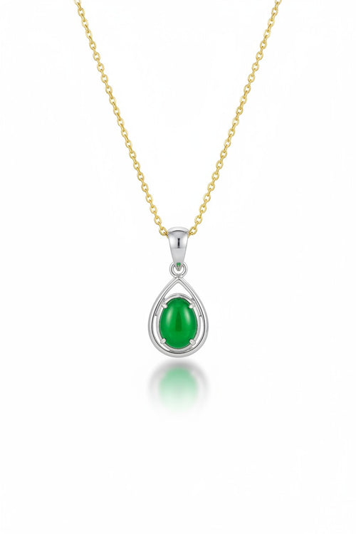 JADE Pendant (Tear Drop | 18K White Gold) 0,7cm