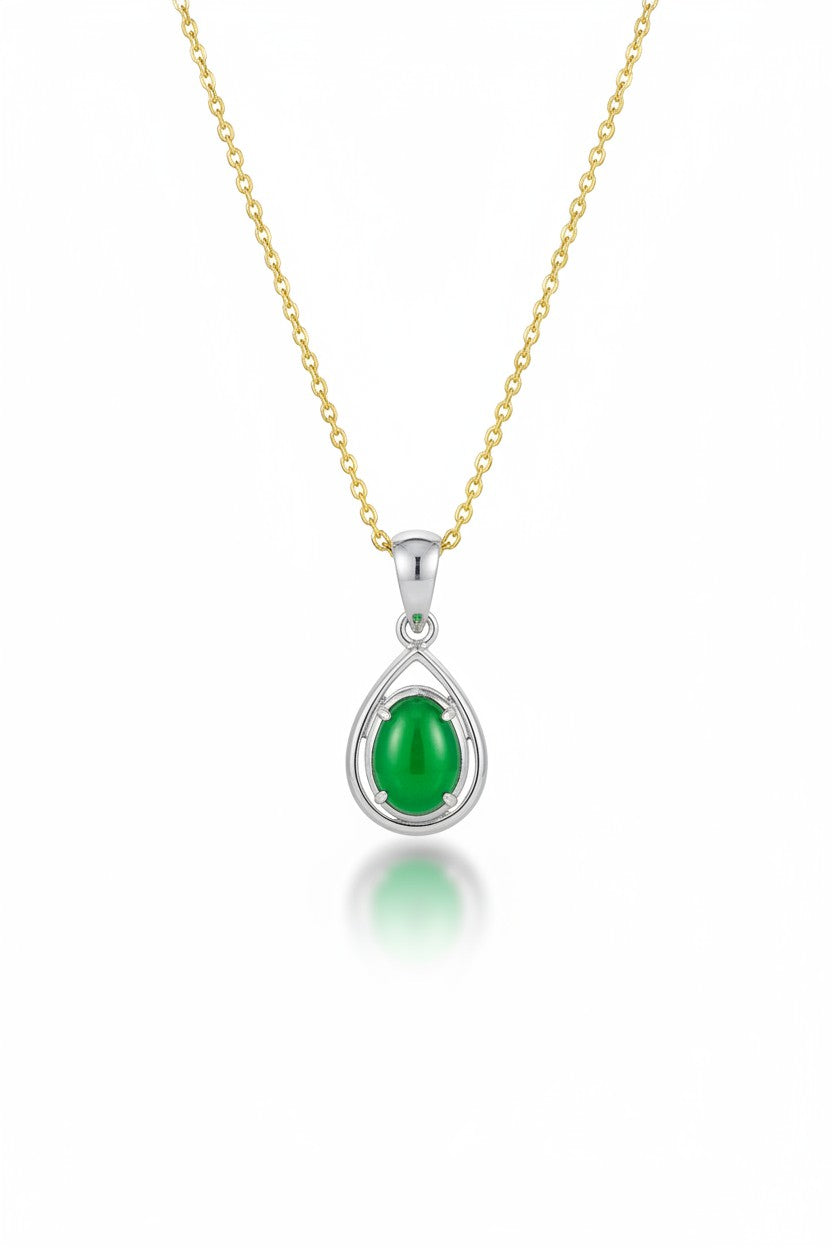 JADE Pendant (Tear Drop | 18K White Gold) 0,7cm
