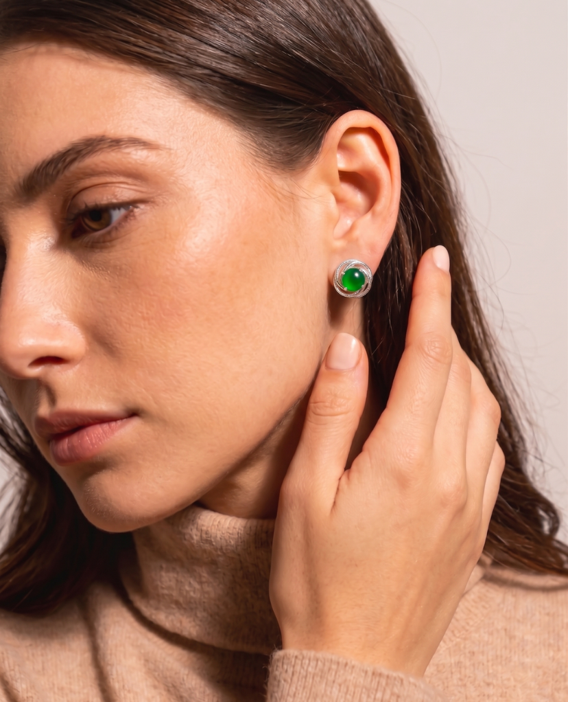 JADE Earring (Flower | 18K White Gold) 0,5cm