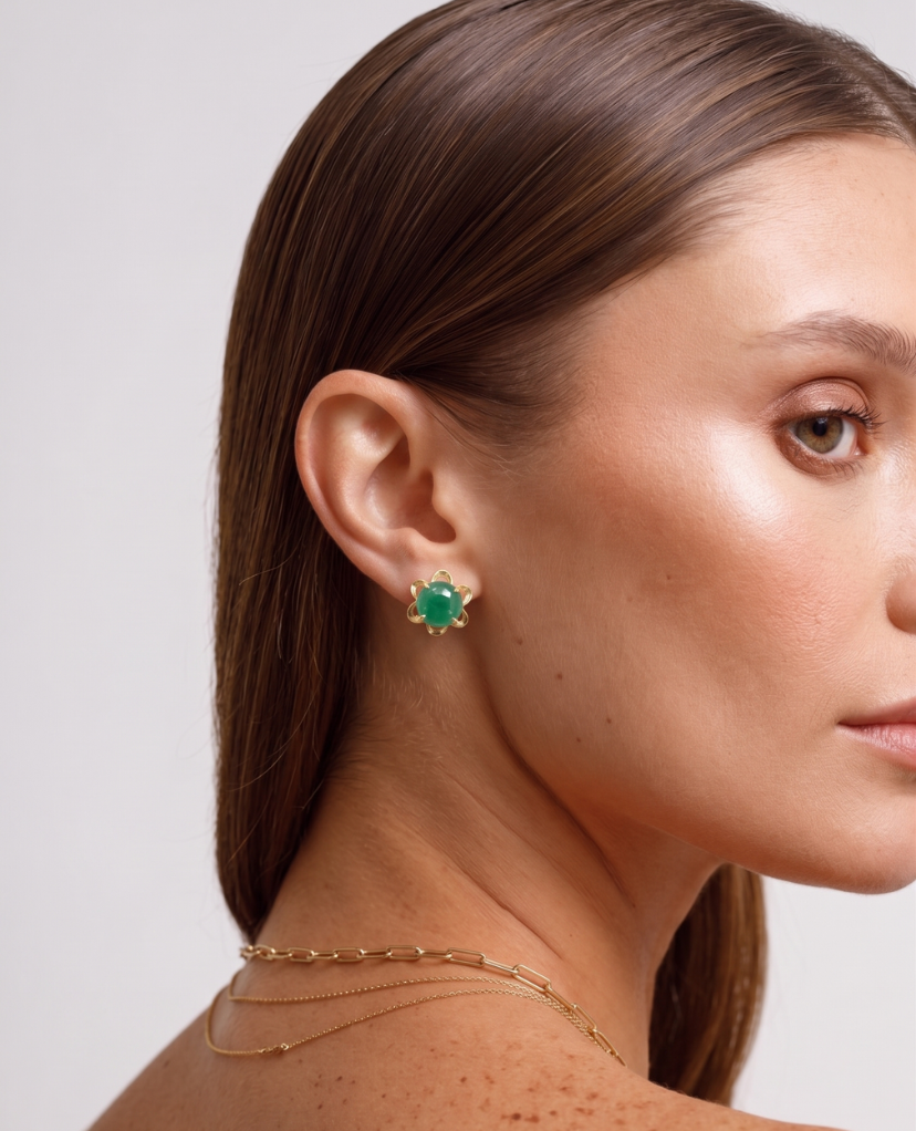 JADE Earrings (Flower | 18K Gold Plated) 0,4cm
