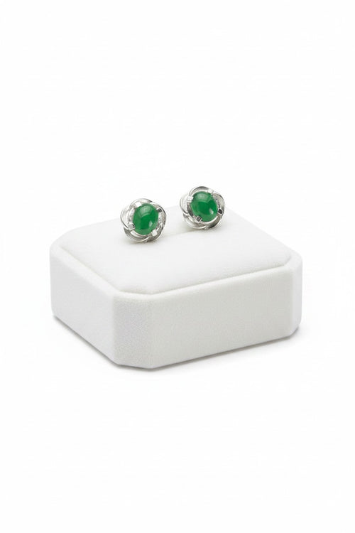 JADE Earring (Flower | 18K White Gold) 0,5cm