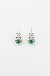 JADE Earrings (Flower | 18K White Gold | 16 Diamonds) 0,5cm