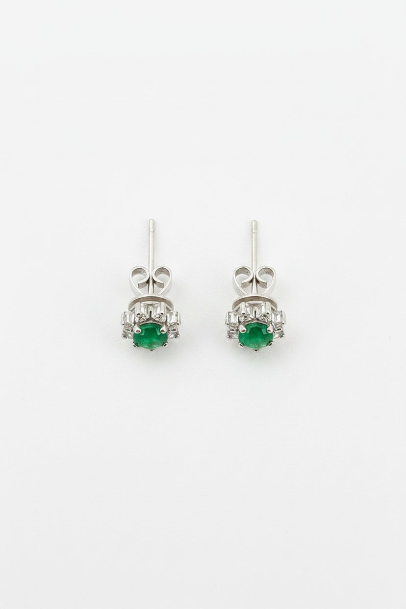 JADE Earrings (Flower | 18K White Gold | 16 Diamonds) 0,5cm