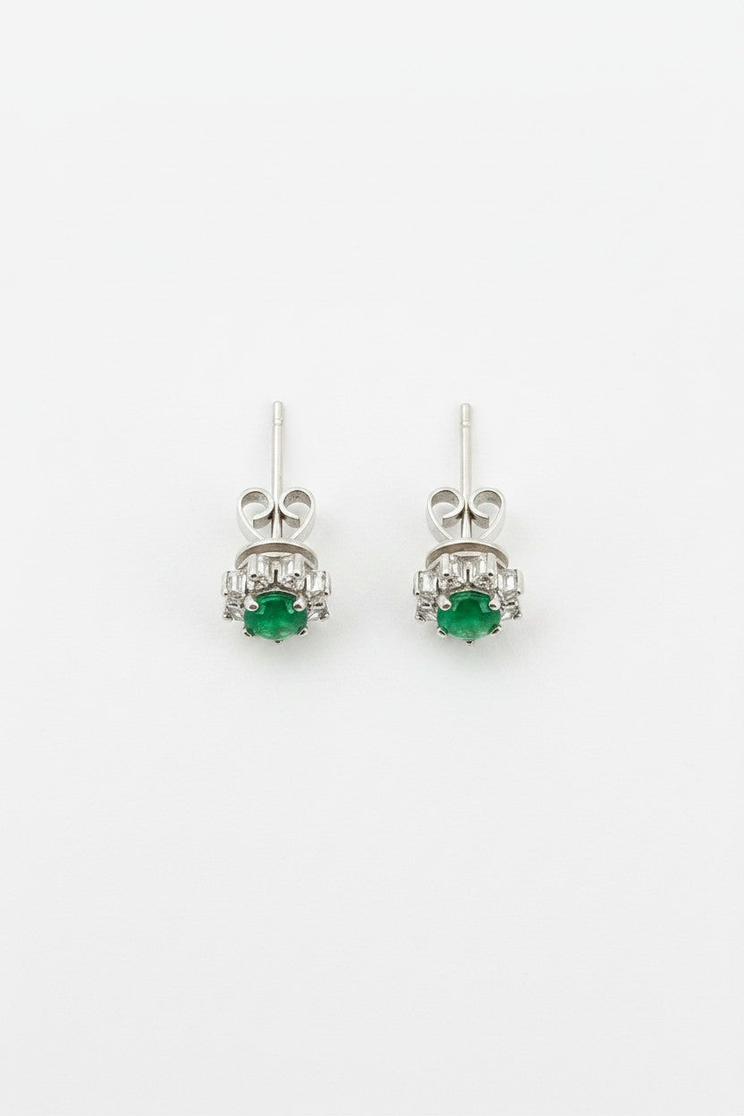 JADE Earrings (Flower | 18K White Gold | 16 Diamonds) 0,5cm