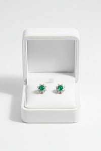 JADE Earrings (Flower | 18K White Gold | 16 Diamonds) 0,5cm