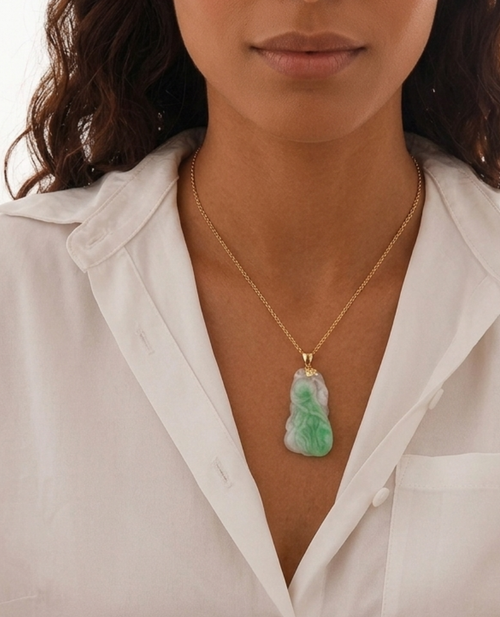 JADE Pendant (18K White Gold) 2,5cm